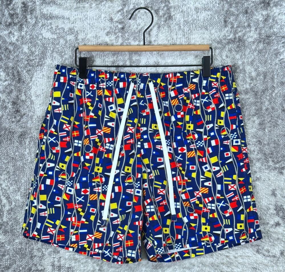 Sundek Swim Trunk Shorts Large Mens Sailing Nautical Flags